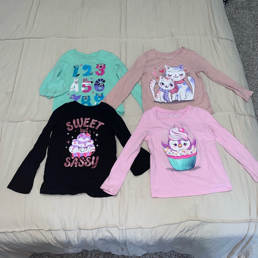 The Children's Place Long Sleeve Tees - Black, Pink, Mint, Peach